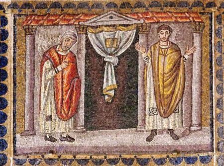 Parabole du pharisien et du publicain, mosaïque de Ravenne, VIe siècle. Parabole du pharisien et du publicain, mosaïque de Ravenne, VIe siècle.