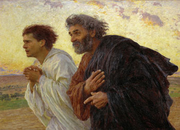 Pierre et Jean courant au tombeau par Eugène Burnand Pierre et Jean courant au tombeau par Eugène Burnand
