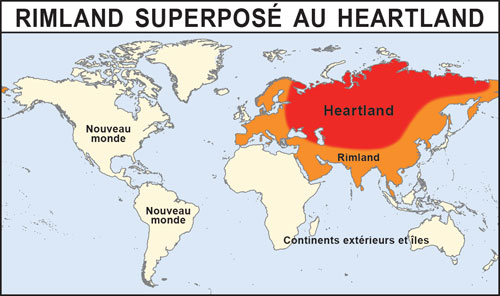 Carte : Le Rimland superposé au Heartland Carte : Le Rimland superposé au Heartland