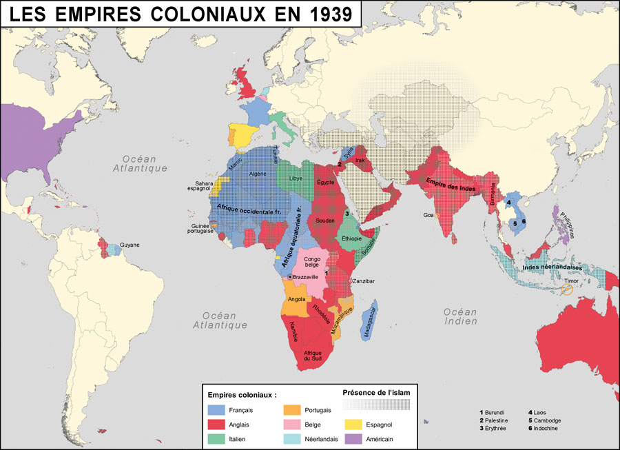 Les empires coloniaux en 1939. Les empires coloniaux en 1939.