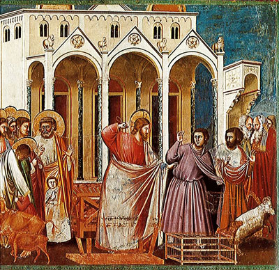 Jésus chasse les marchands du Temple par Giotto.