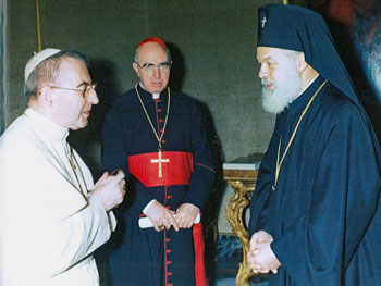 Le patriarche Nikodim avec Jean-Paul Ier le 5 septembre 1978.